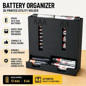 Battery Organizer Case | Holds 12 AA & 8 AAA Batteries