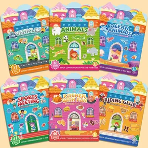 Hatwoo 3 Pack/6 Pack Reusable Sticker Book, Stickers Activity Book, Educational Learning Toy to Boost Focus & Logic Thinking, Interaction Game During Car/Train/Airplane Trips, Birthday Gift