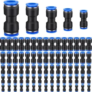 100 Pcs Quick Connect Air Hose Connector 4/6/8/10/12mm OD Pneumatic Push-in Connector Kit 5/32 1/4 5/16 3/8 1/2 Inch OD Tube