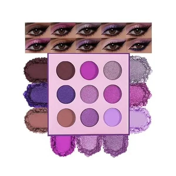 Purple Eyeshadow Palette – Matte, Shimmer & Glitter Shades in Magenta, Lavender, Lilac, Violet & Taupe, High Pigment Long-Lasting Waterproof Blendable Eye Makeup for Bold & Creative Looks