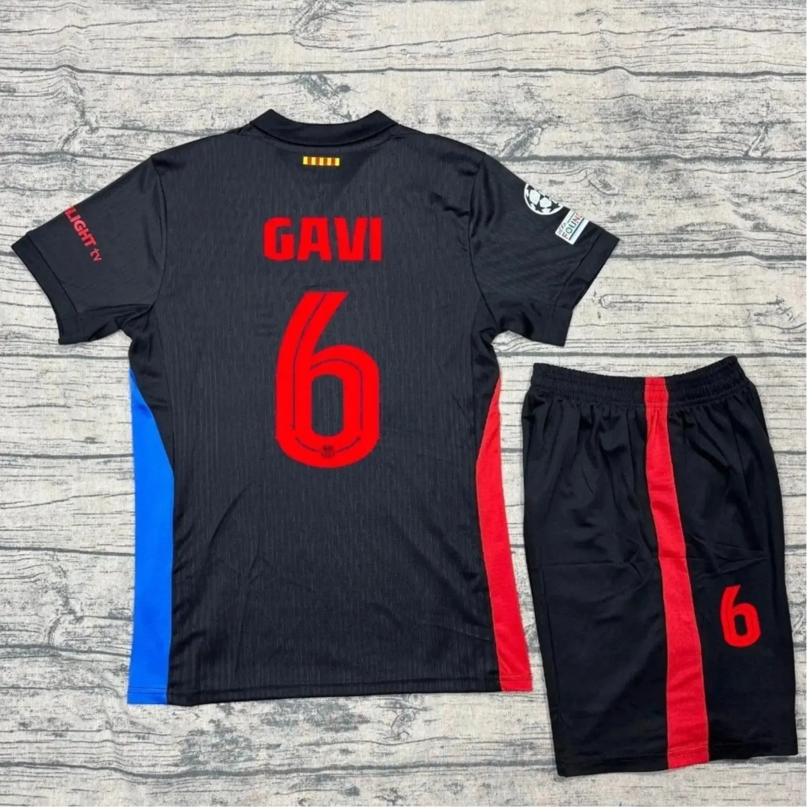 Barca Gavi - Lamine Yamal 25/26 Black Away Kit, Soccer Jersey and Shorts
