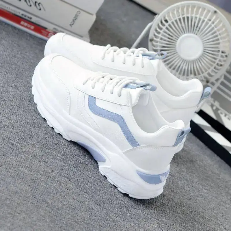 Women White Sneakers with Blue Accents