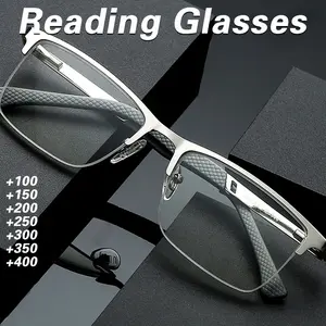 1pcs high-end metal half frame reading glasses with copper alloy frame and anti blue light reading glasses - suitable for elderly daily reading