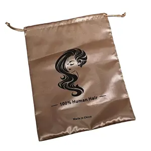 【Not for sale】Silky Bag Soft Big Hair Bag Golden Storage Bag for Wig Storage Silk Bag 1 Count
