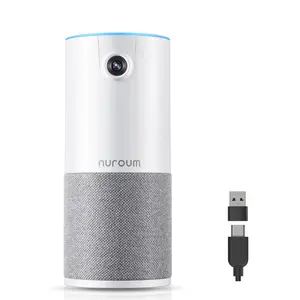 C10 Conference Webcam with Microphone Speaker, Portable All-in-1 Design, 1080P 90° Camera for Video Conference, 10ft Voice Pickup/AI Noise Cancellation, USB Plug&Play for PC/Desktop Zoom/Teams