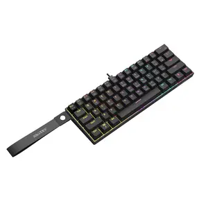 AJAZZ NK61 small configuration wired mechanical keyboard red switch gaming/office dual-use mixed light/RGB e-sports gaming mechanical keyboard light and thin body computer office keyboard ABS flat keycap suitable for gaming and office