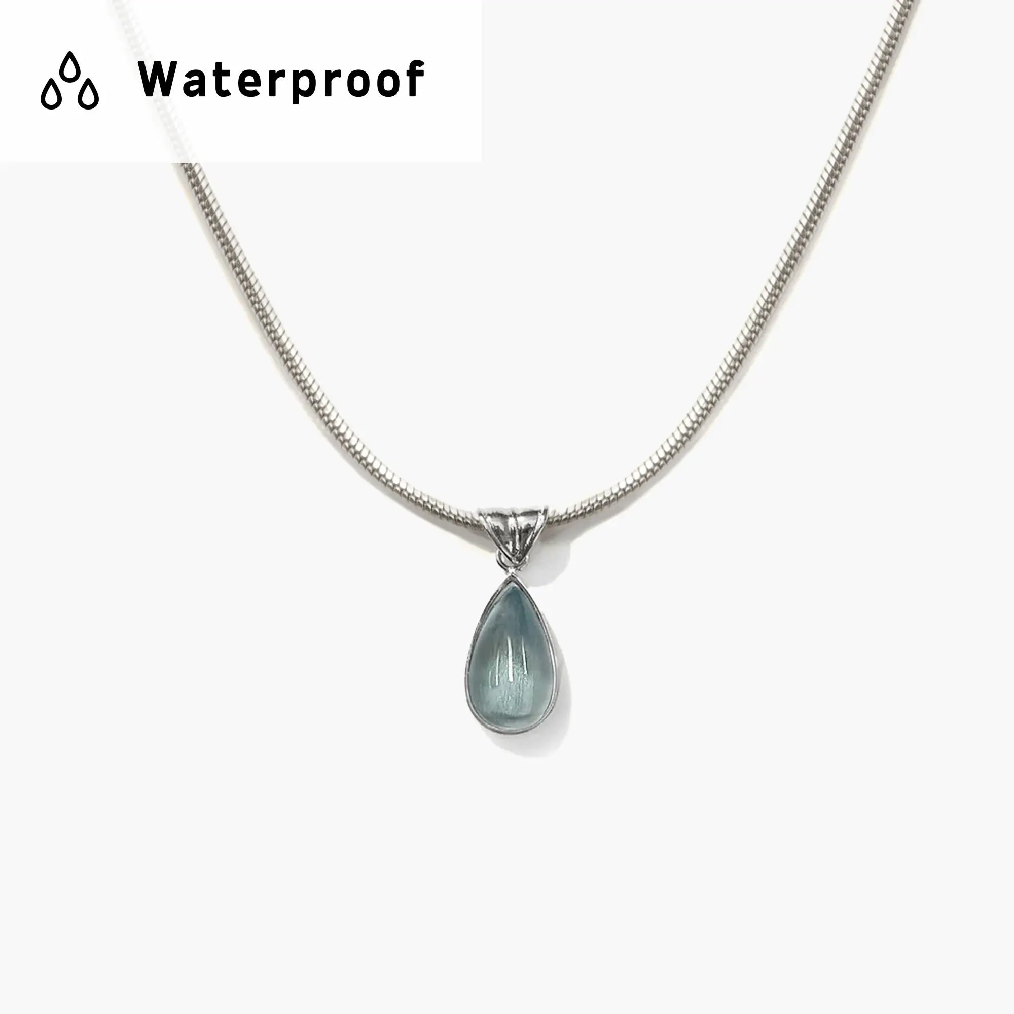 en route Waterdrop Necklace in Marine Blue, Waterproof Ocean-inspired Design, Lightweight Durable Daily Necklace for Casual or Layered Looks #SpringStatements