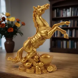 Chinese Money Horse Statue, Feng Shui Decorative Figurine for Home & Office, Wealth Attraction Ornament, Good Luck Charm, Decoration Items, Office Desktop Ornament, Home Decor Ornaments
