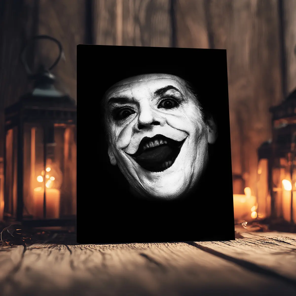 1 Count Wooden Framed Canvas, Artistic, Classic Joker Clown Character Poster, Halloween Decorative Poster, Horror Poster Party Hanging Picture, Wood Wall Art, Art Canvas Prints, Modern Art For Home, Family Decoration, Ideal Gift, Waterproof, Print