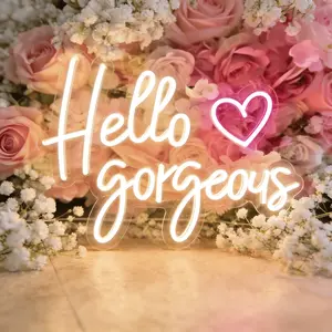 Hello Gorgeous Neon Sign USB Powered Adjustable Brightness LED for Christmas Thanksgiving Birthday New Year Valentine's Day Gift Bedroom Living Room Party Event