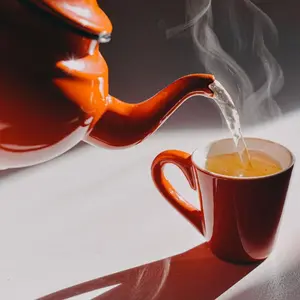 Detox Herbals Tea - Natural Organic Beverage in Red Pot with Dropper