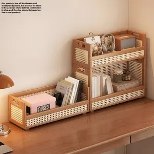 Chinese Natural Bamboo Storage Basket, Simple Condiment Box, Non-Water Retention, Kitchen Counter and Desktop Organizer, Multi-Purpose Stackable Box