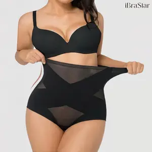 Shapewear for Women Tummy Control High Waisted Body Shaper Panties Seamless Slimming Underwear Breathable Mesh Cross Compression Abs Sculpting Briefs Butt Lifter Comfortable Fit Plus Size