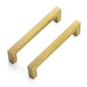 Ravinte Square Cabinet Handles Brushed Brass Kitchen Pulls for Cabinets Stainless Steel Kitchen Hardware Cabinet Pulls
