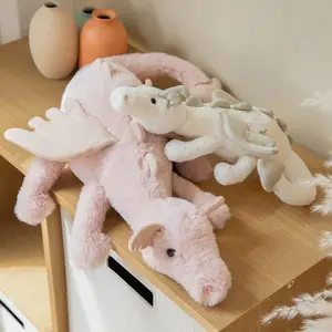 30-70cm Cartoon Flying Dragon Plush Doll With Wings Huggable Fluffy Blue Green White Pink Long Dragon Pillow Collectible Gift For Boys And Girls