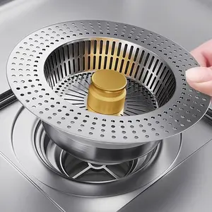 Stainless steel kitchen sink drain filter and plug combination, 3-in-1 pop-up sink plug and drain filter, suitable for standard sinks, durable SUS304 material