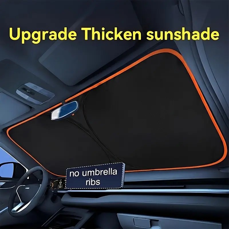 New Portable Reflector Sunshade for Car Front Windshield, Titanium Silver Color, 31.5x55.91 Inches, Foldable Design, Four-Layer Heat Reflective Structure, Automotive Windshield Sunshades, Car Window Sunshades