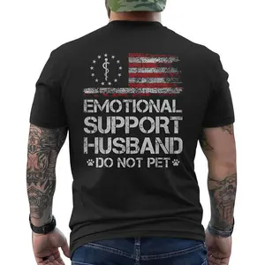 Emotional Support Husband T shirt with Flag MotifCapturing Usavibe