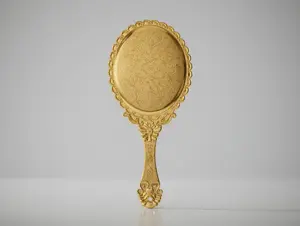 Elegant Ornate Gold Hand Mirror – Vintage Victorian Style Vanity Essential