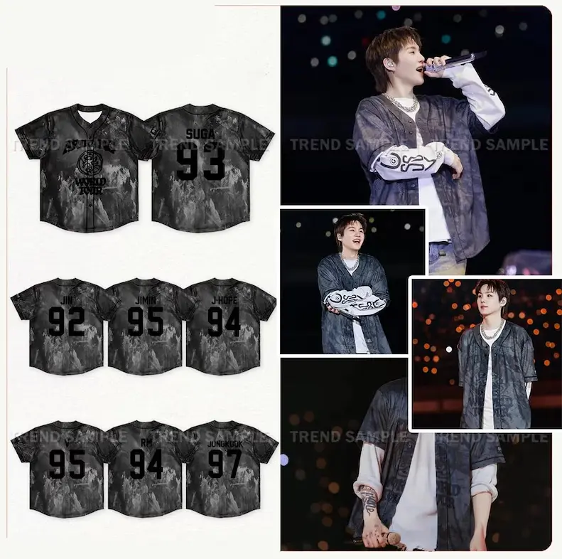 Bangtan Arirang 2026 World Tour Baseball Jersey, K-Pop Concert Merch, V-Neck Fan Apparel, Unisex Baseball Jersey Gift