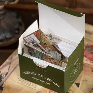Random Color Retro Collection Box Set, 320 Pieces Sticker Material Pack, Vintage Material Paper, Ideal for Collectors & DIY Projects, Durable Scrapbooking Supplies