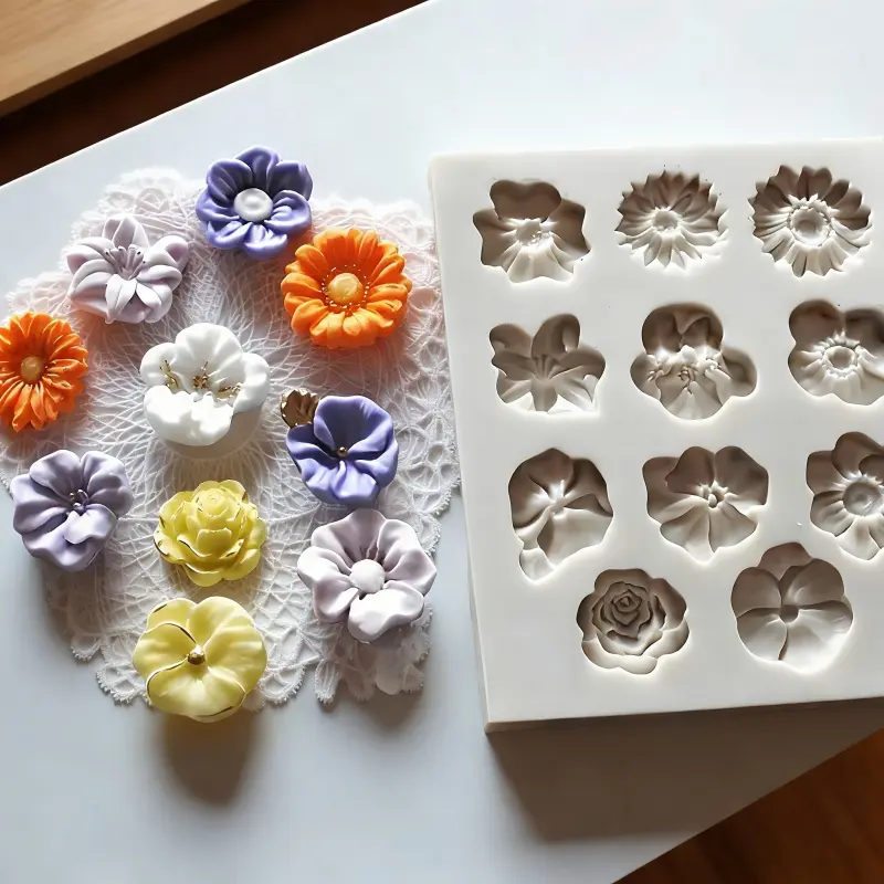 Reusable Silicone Molds for Crafts, Clay, Resin, Gel Art, 11-Petal Flower Design, Ideal for Roses, Peonies, Sunflowers, DIY Craft Supplies