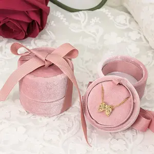 Elegant Vintage Velvet Necklace Box with Ribbon, Handmade Jewelry Packaging Gift Box, Perfect for Necklaces and Accessories, Jewelry Boxes