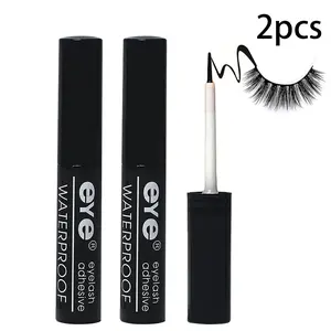 Dual-Pack Waterproof Eyelash Glue Strong Fast-Drying Long-Lasting Adhesive, Precision Brush Head Non-Irritating No Fading, Easy for Beginners, Eyelash Bond Glue, Eyelash Fixer