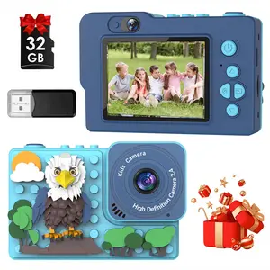 The Owl Kids Camera is perfect for taking photos, a portable vlog camera equipped with a 32GB SD card, dual HD cameras, a wrist strap, Selfie, anti-shake function, and digital zoom. It's an ideal gift for girls, boys, teenagers, and photography beginners
