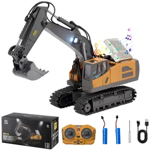 VEVOR Remote Control Excavator Toy, 11 Channel, 1:20 Scale Remote Control Digger Toy, RC Excavator with Lights & Sounds, Full Functional Construction Vehicles for Kids, 2 Batteries, Birthday Present