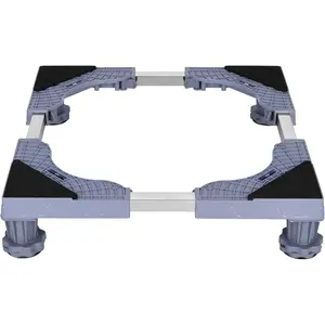 Mini Fridge Stand Adjustable Furniture Mover Mobile Roller Multi-Functional Base for Washing Machine Dryer Refrigerator Laundry Pedestal 4 Strong Grey Feet