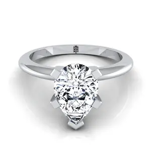 The Lolette Solitaire Engagement Ring Setting for Pear Diamonds in Platinum