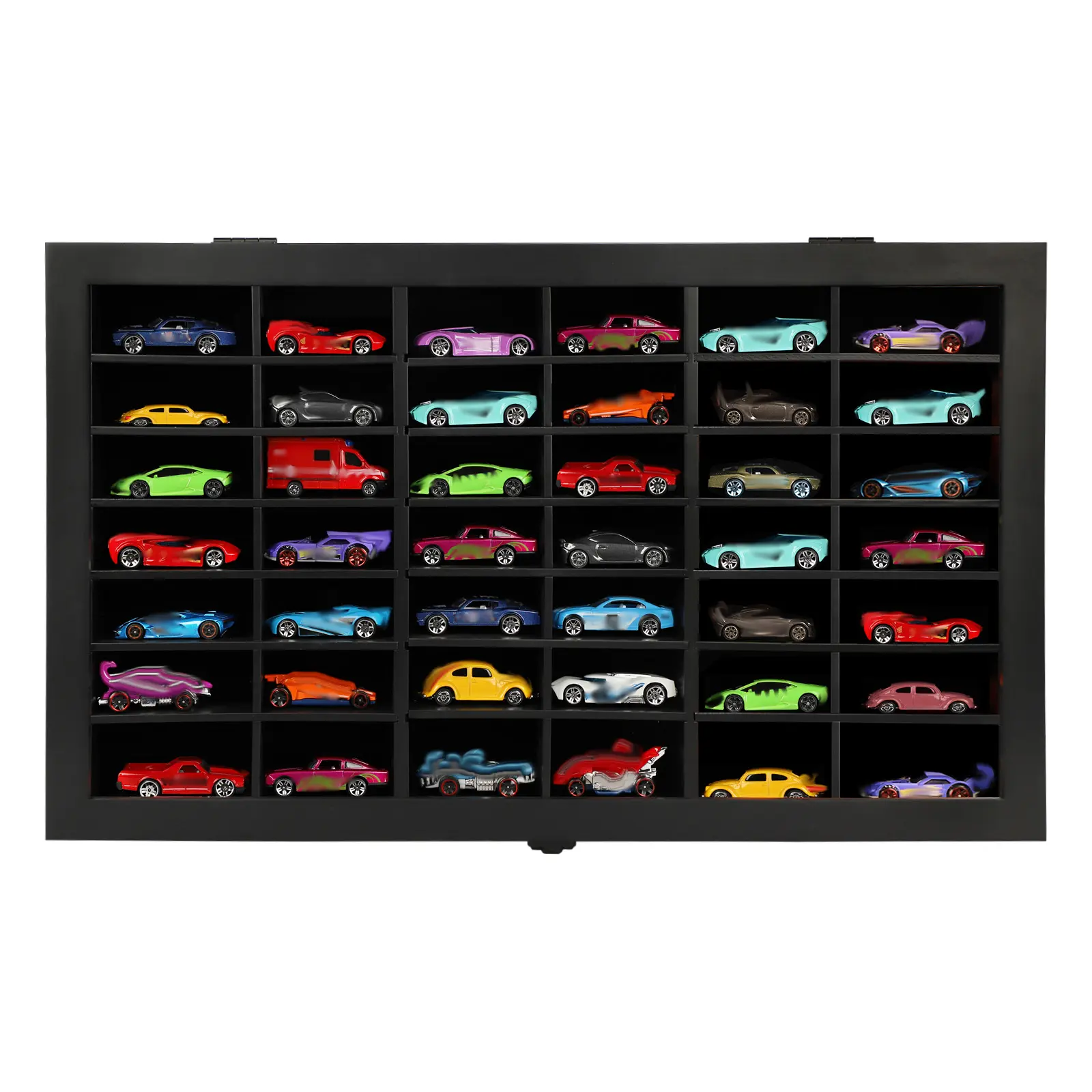 Ultimate Model Car Display Case for 1:64 Scale Collectors: Wall-Mountable Diecast Car Showcase Cabinet with Real Glass Door, Lock for Security, Removable & Adjustable Shelves for Hot Wheels, Matchbox, Car Models (Black)
