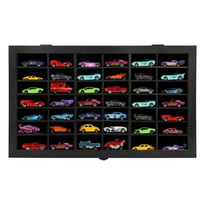Ultimate Model Car Display Case for 1:64 Scale Collectors: Wall-Mountable Diecast Car Showcase Cabinet with Real Glass Door, Lock for Security, Removable & Adjustable Shelves for Hot Wheels, Matchbox, Car Models (Black)