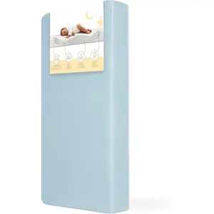 Snuggles Extra Firm Dual-Sided Baby Crib Mattress with Breathable Fabric, Water & Odor Resistant, GREENGUARD Gold Certified, Fits Mini & Portable Cribs (38"x 24"x 3") - Blue Mist