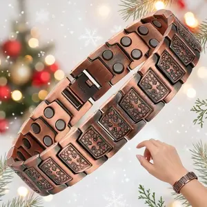 Men's Copper Bracelet, Cross Magnetic Copper Bracelet with Super Strong Magnetism, Retro Industrial Style Design, Suitable for Casual and Business Wear, Unisex Christian Gift, Father's Day, Easter,  Birthday Jewelry Gift matching bracelets