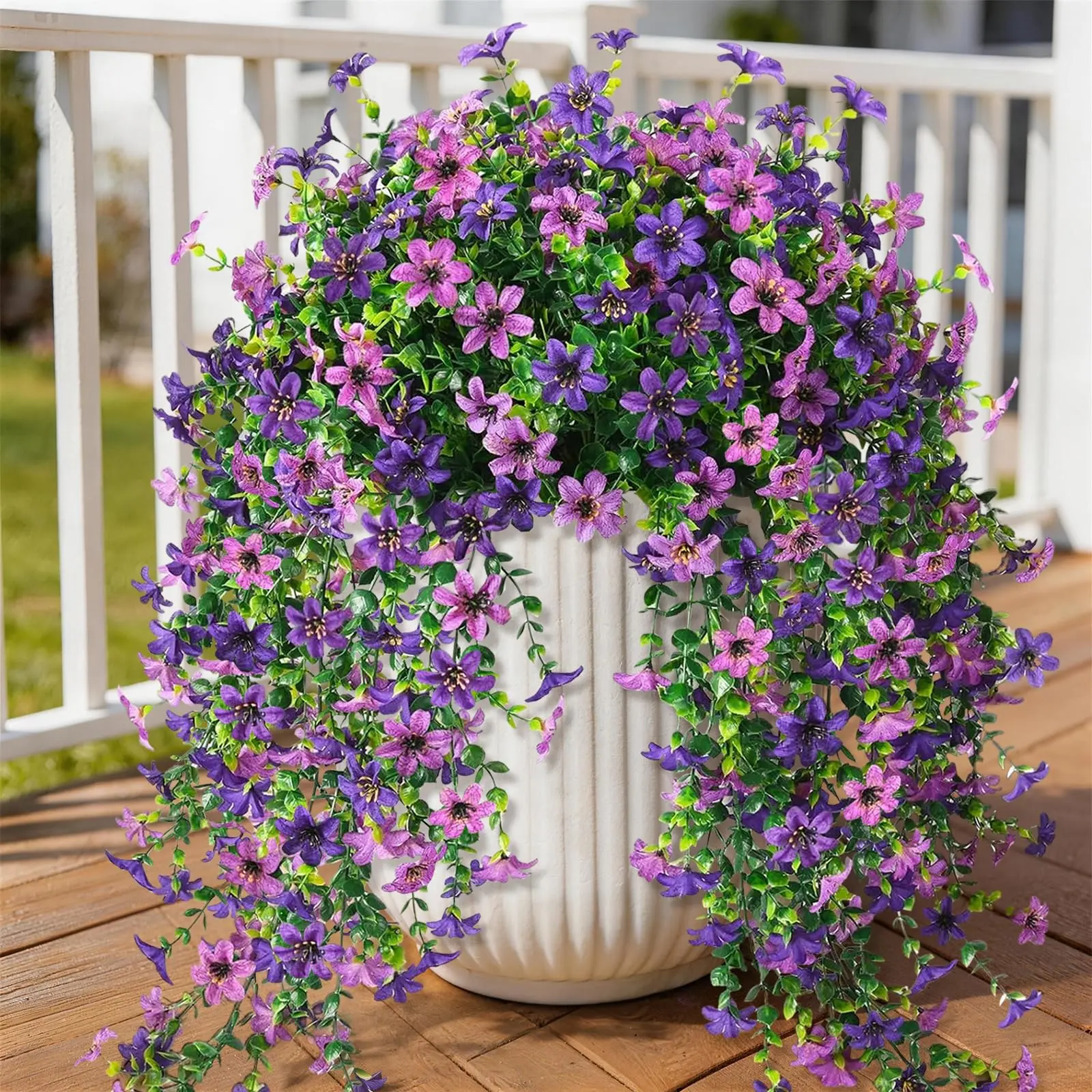 Realistic UV-Resistant Silk Artificial Hanging Daisy Flowers - Faux Hanging Floral Plants for Farmhouse Home Decor, Front Porch, Patio