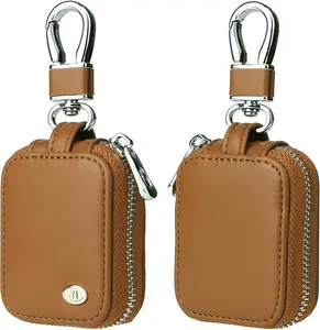 Portable PU Leather Earbud Case Zipper Storage Pouch with Keychain for AirPods 4/1/2/3/Pro/Pro 2, Wireless Earphones & USB Cables