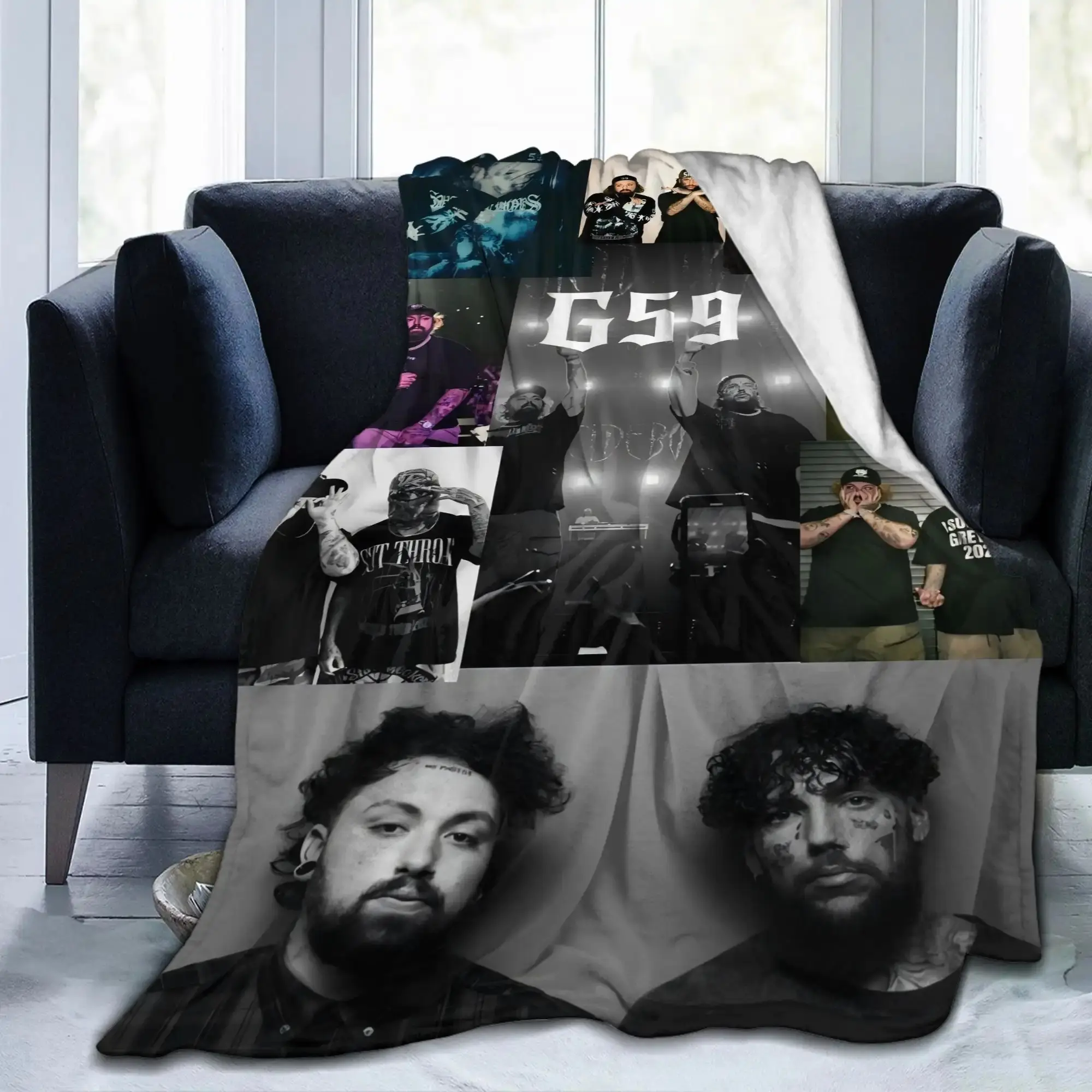 1.   G59 World Theme Collage Flannel Throw Blanket, Dark Underground Rap Graphic Art for Studio Bedrooms and Dorm Lounges, Soft Sofa Accent for Movie Nights & Birthday Holiday Gift for G59 Fans and Alternative Music Collectors