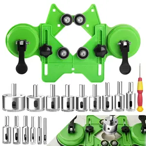 Pack of 18 Tile Hole Saw Kit with Double Suction Cup Guide, Diamond Hole Saw Kit, 6-50 mm Dry/Wet Drill Bits Set for Ceramic, Glass, Porcelain, Marble, Granite