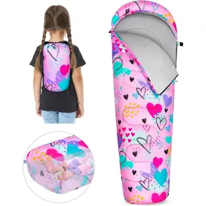 Kids Sleeping Bag for Girls Boys 3 Season Warm & Cool Weather Youth Camping Sleeping Bags with Backpacking Bag Waterproof for Traveling Hiking Indoor Outdoor Camping Essentials