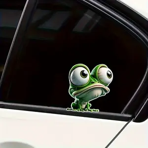 2pcs 3D Cartoon Frog Vinyl Stickers - Waterproof Durable Decals for Cars, Laptops, Motorcycles, Skateboards & Walls - Big Eyes Design, Fun & Unique Decor