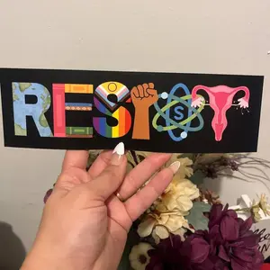 Resist Bumper Sticker, Banned Books Bumper Sticker, BLM Bumper Stickers, Democrat Gift, Reproductive LGBT Rights, Social Justice, Feminist Activist, Waterproof Vinyl