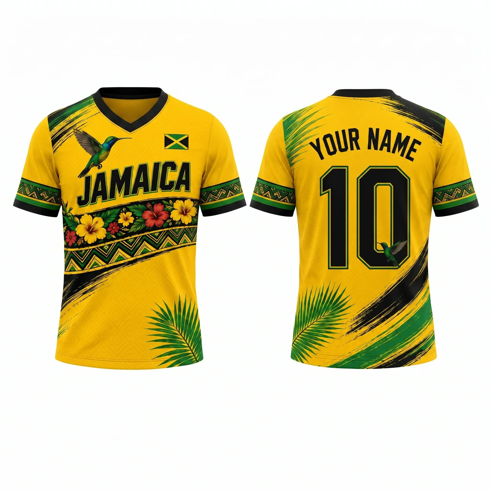 Jamaica Soccer "Custom Name" Vintage Jersey T-Shirt, Jamaica National Team Retro Soccer Fan Shirt, Personalized Name Number Football Tee, Tropical Jamaica Soccer Jersey, Caribbean Football Supporter Shirt, Unisex Jamaica Football Apparel
