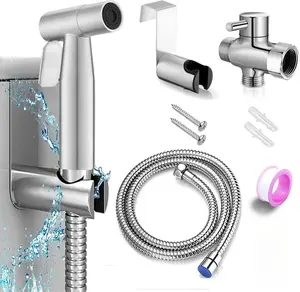 Handheld Bidet Sprayer for Toilet, Adjustable Stainless Steel Bathroom Bidet Sprayer Attachment Set with Hose for Baby Cloth Diaper, Leakproof High Pressure Toilet Muslim Shower Jet, Rustproof & Hygienic