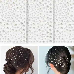 3pcs 3D Faux Pearl Sticker, Rhinestone Sticker, Self-Adhesive Sticker, Rhinestone Decor, Faux Pearl Hair Sticker, DIY Decor Accessory, Valentine's Day, Mother's Day, Birthday Gift,Hair Styling Set, Hair TooBride & Bridesmaid Hairstyle Beauty Home Bedroo