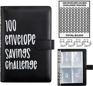100 Envelope Savings Challenge Binder Money Saving Challenge Book Multiple Colors Easy Fun Way to Save Money Envelope Money Saving Challenge Budget Binder Durable Waterproof Soft Textured