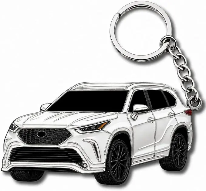 Highlander Keychain – White SUV Key Ring, Premium Car Accessory, Gift for Highlander Owners & Lovers