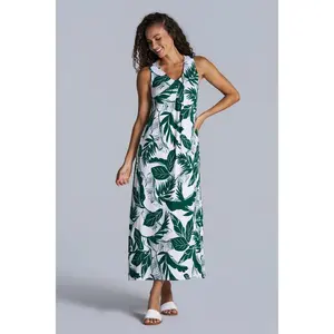 Women's Coco Walk Sleeveless Maxi Dress | Eden Green Palm Paradise