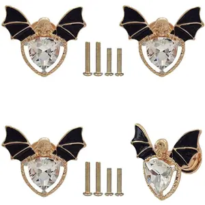Bat Knobs for Cabinet Drawers, Gothic Crystal Bat Skull Shape Knob Pulls for Dresser Drawers Cabinet Door Decorative Knobs Zinc Alloy Single Hole 4PCS